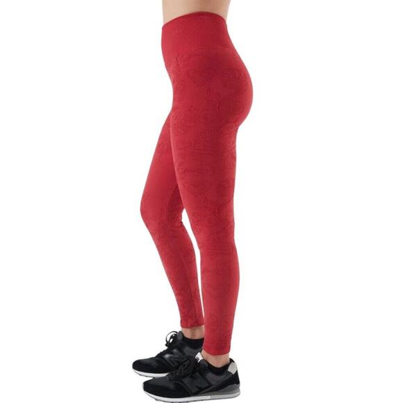 NUX Bouquet Leggings Love Red Size S NWT Floral Heart Pattern RARE - Picture 3 of 7